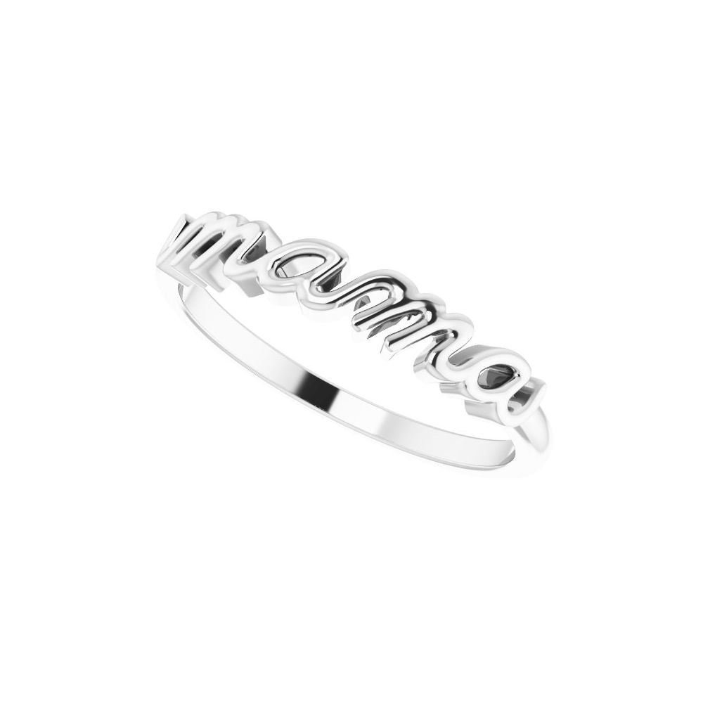 Sterling Silver Mama Script Ring Size 7 (8635795636454)