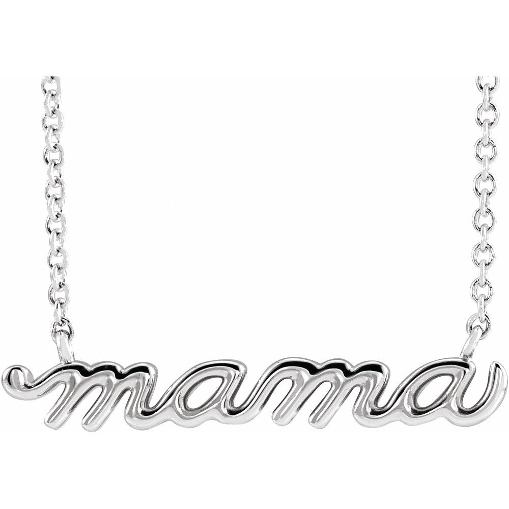 Sterling Silver Mama Script Necklace 18" (8635795996902)