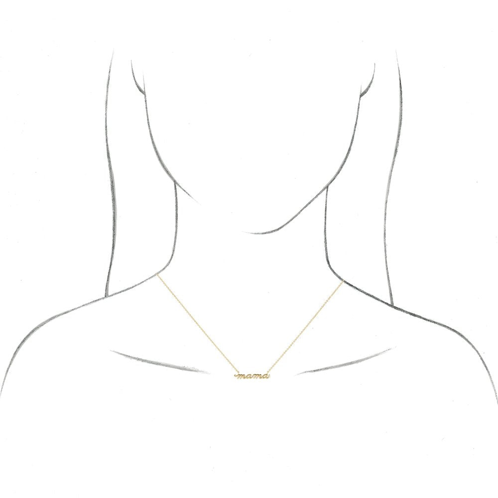 14kt Yellow Gold Mama Script Necklace on 18" Chain (8635796291814)