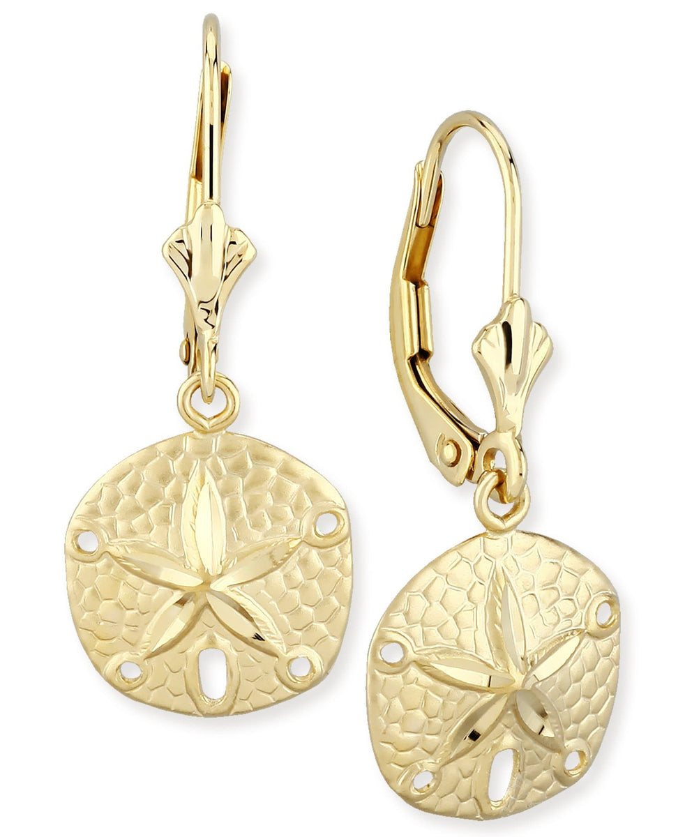 14K Yellow Gold Sand Dollar L/B Earrings