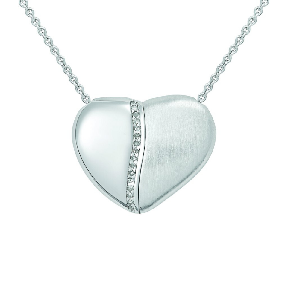 PETRA AZAR - RIVER OF LOVE - Magnetic Sterling Silver Heart Necklace With Diamonds (4997517738028)