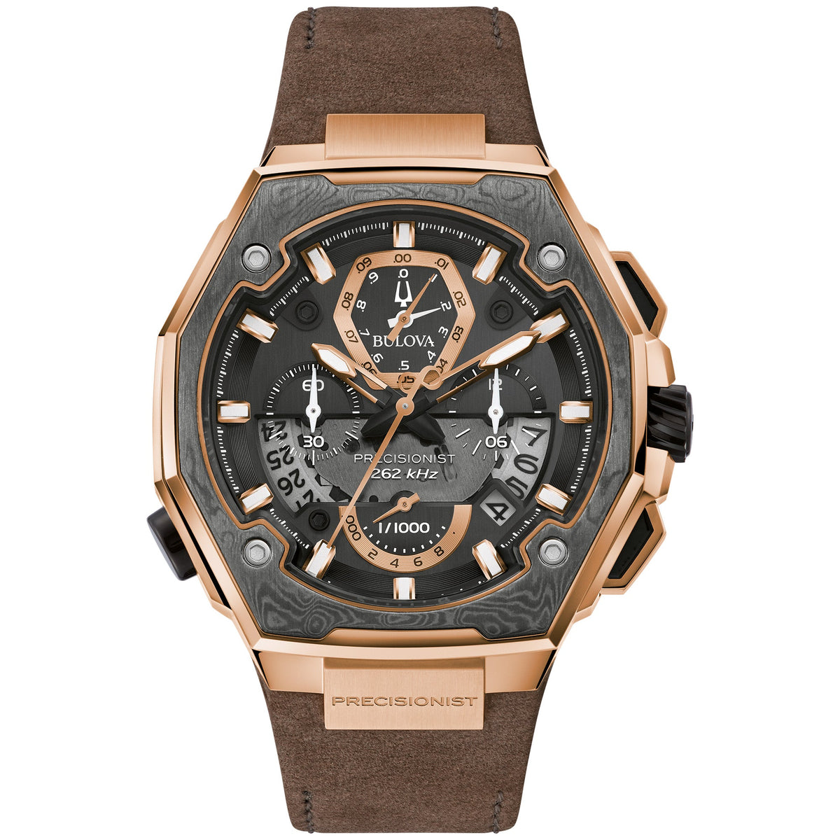 Bulova black and sales rose gold watch