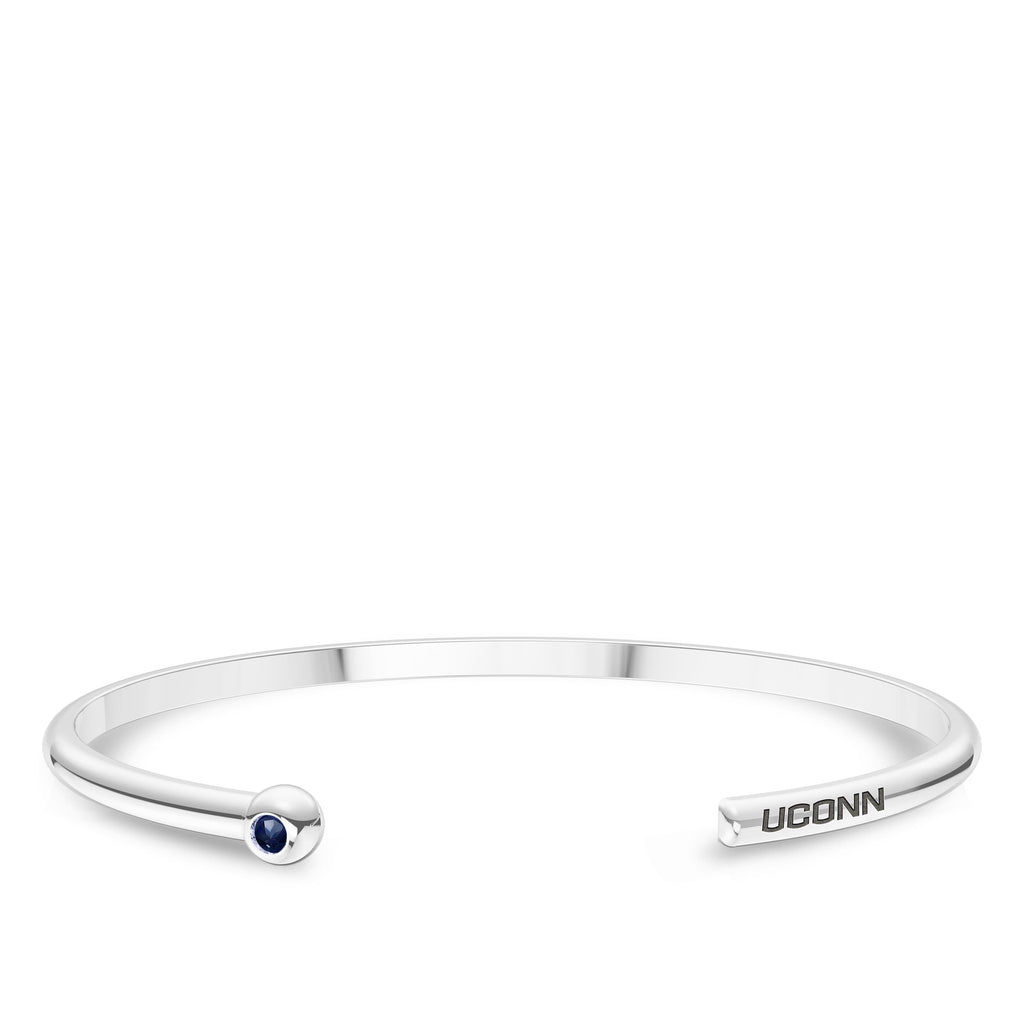 UCONN Sapphire Engraved Cuff Bracelet in Sterling Silver (5993502048411)