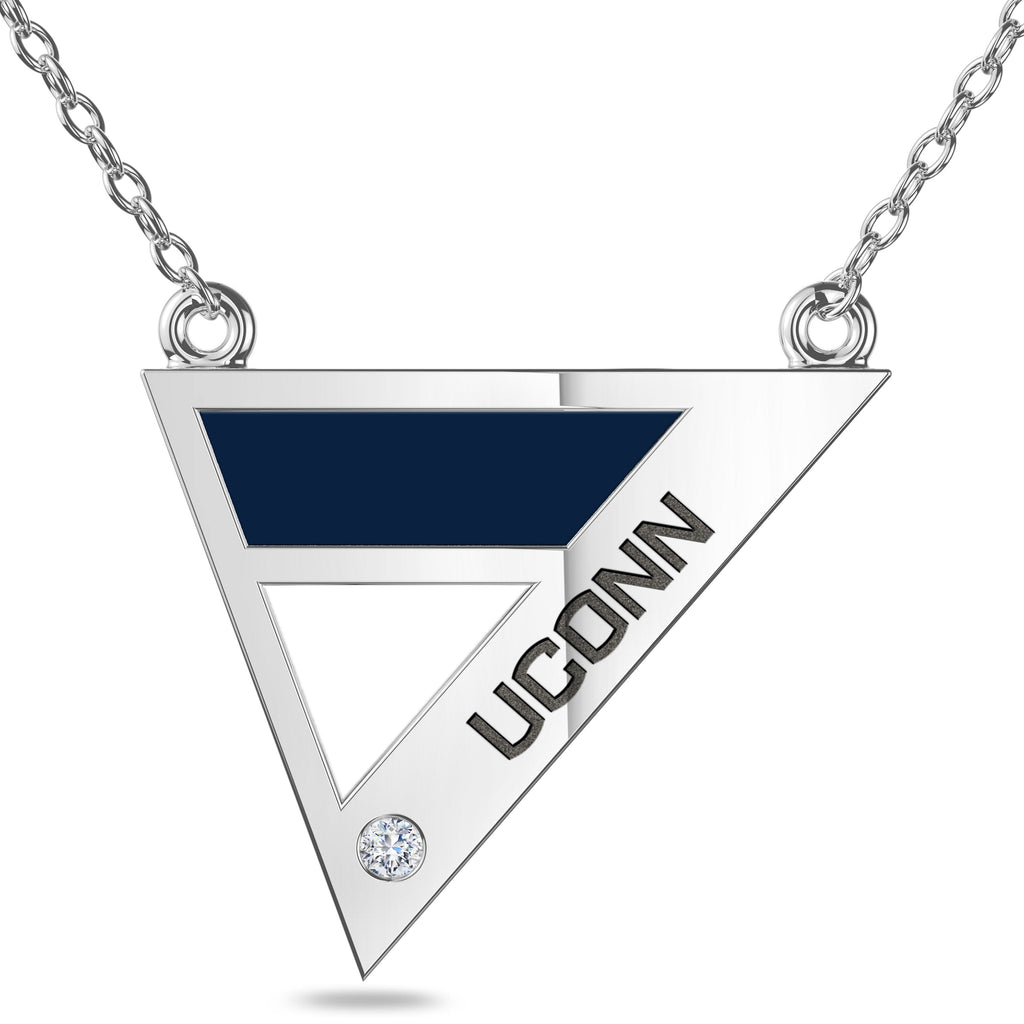 UCONN Geometric Necklace in Sterling Silver (5993431957659)