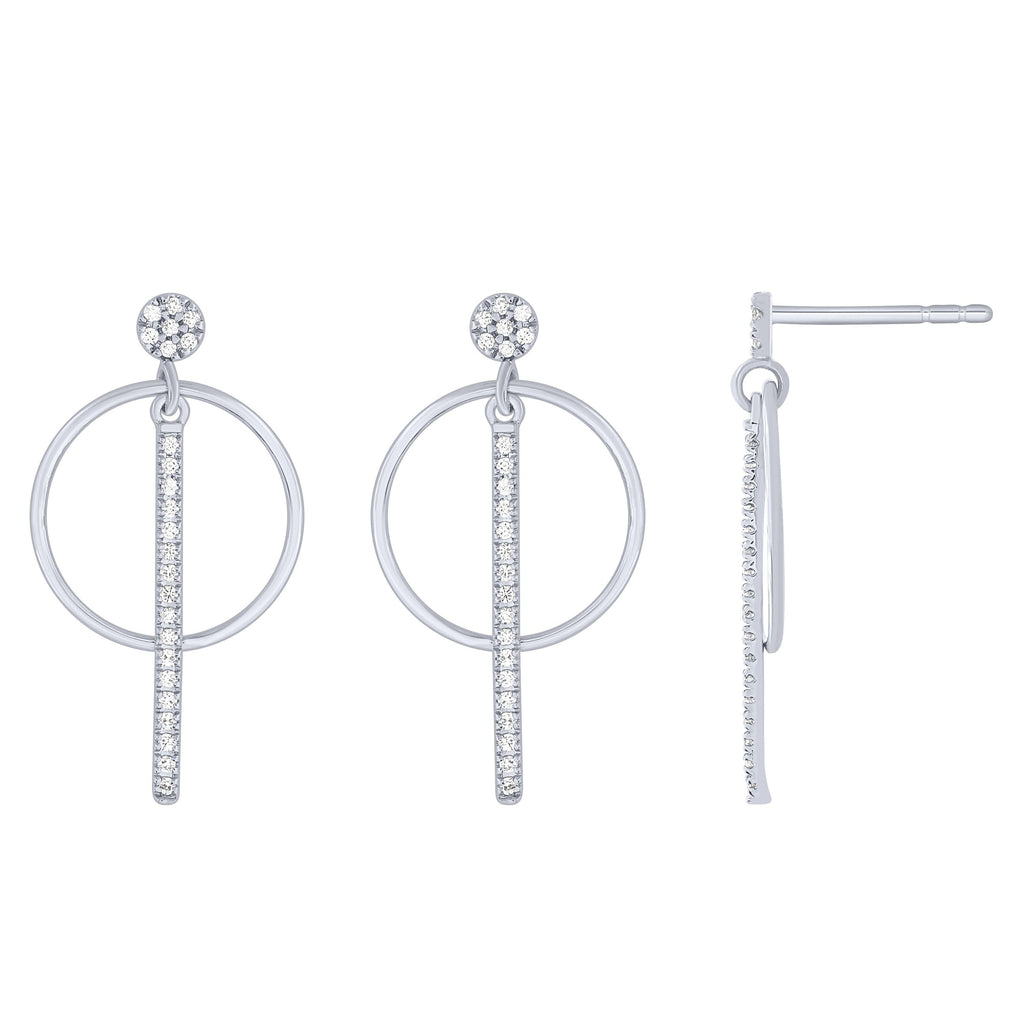 Sterling Silver 1/5Ctw Diamond Geometric Dangle Earrings (6738322817179)