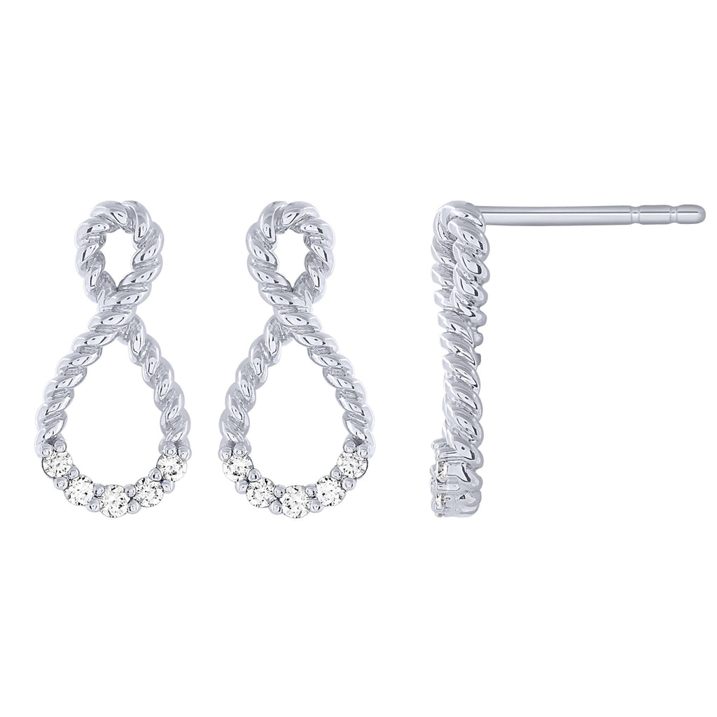 Sterling Silver 0.16Ctw Twisted Post Earrings (6738322882715)