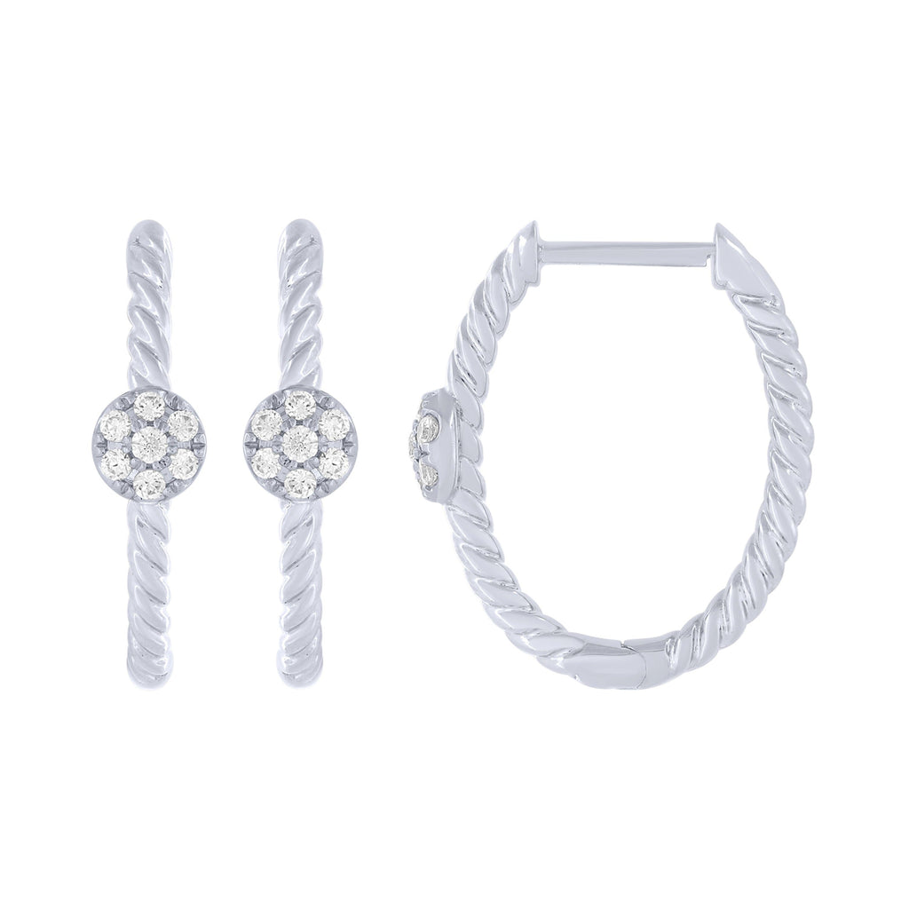 Sterling Silver 0.16Ctw Fashion Oval Hoop Earrings (6738323079323)