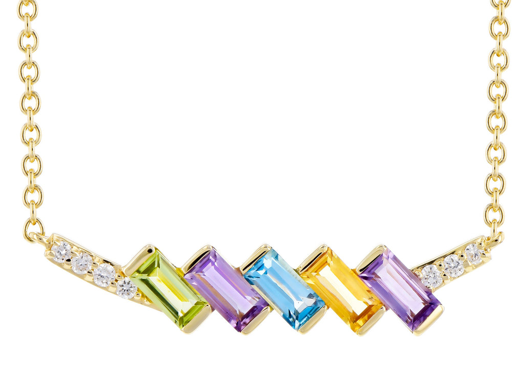 Mixed Gemstone And Diamond Bar Necklace (8055264903398)