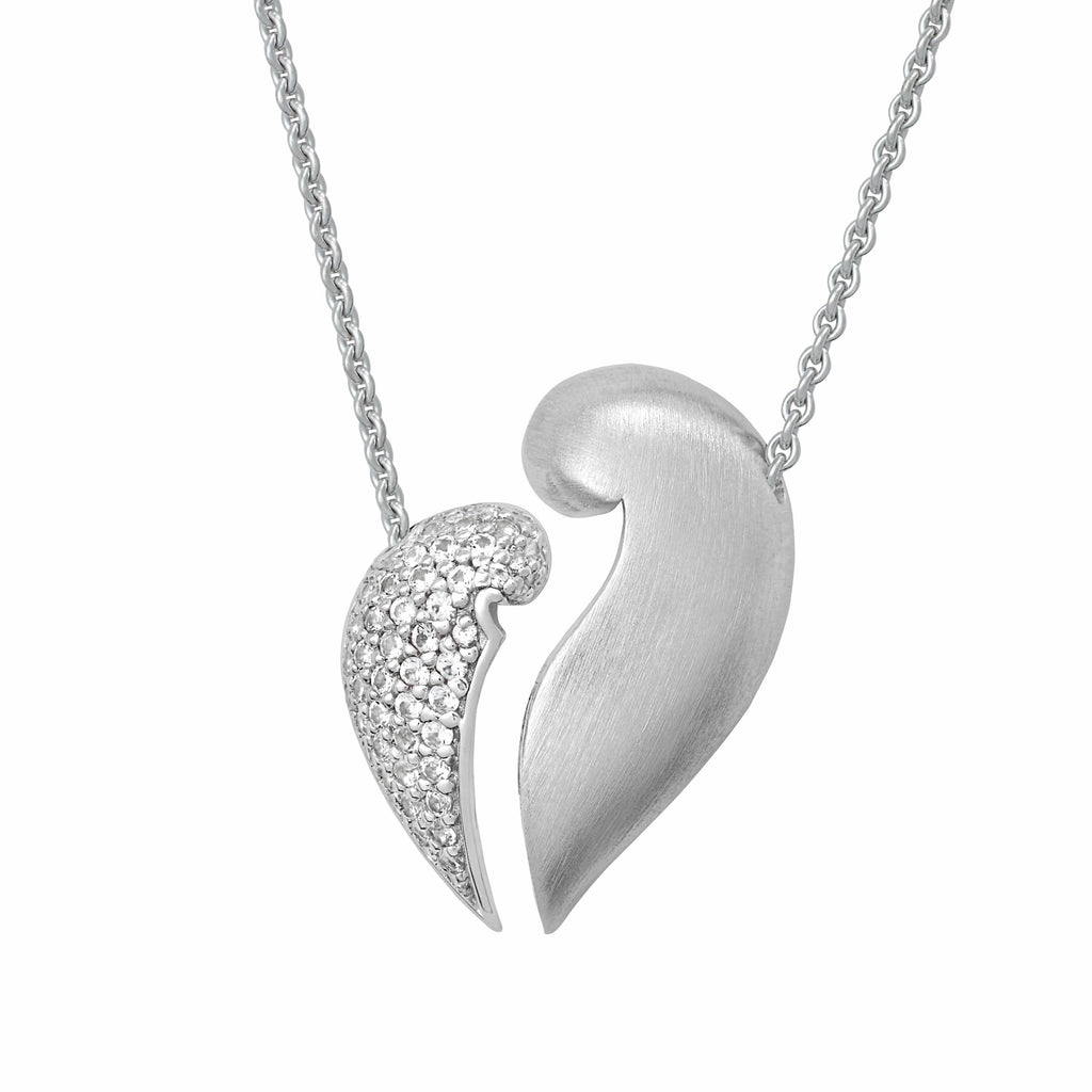 PETRA AZAR "NO GREATER LOVE" STERLING SILVER NECKLACE WITH WHITE SAPPHIRES (4997405016108)