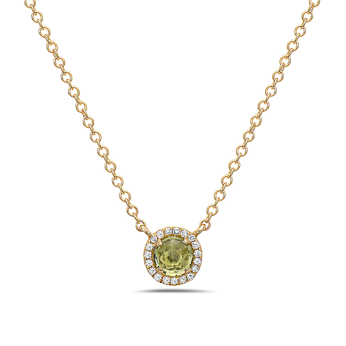 Peridot And Diamond Halo Necklace Michaels Jewelers