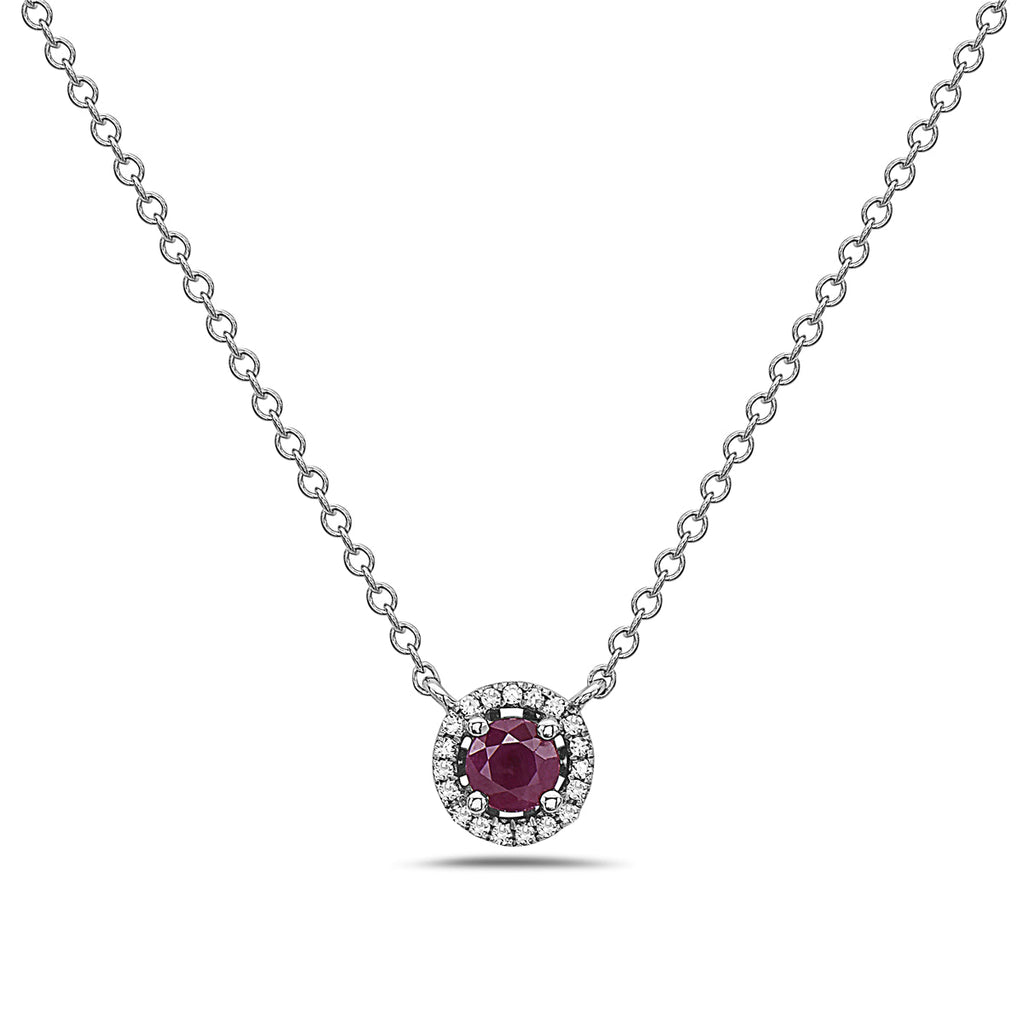 Ruby And Diamond Halo Necklace (8073429221606)