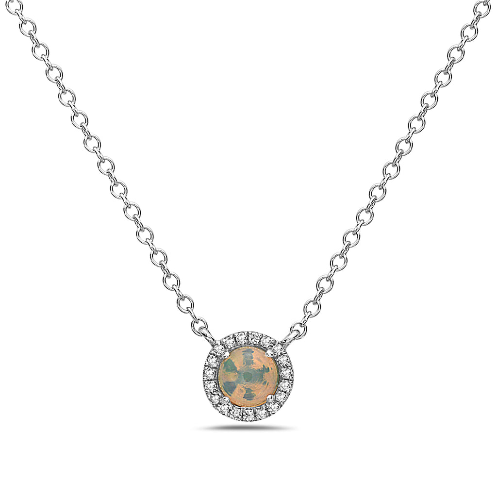 Opal And Diamond Halo Necklace (8073428893926)