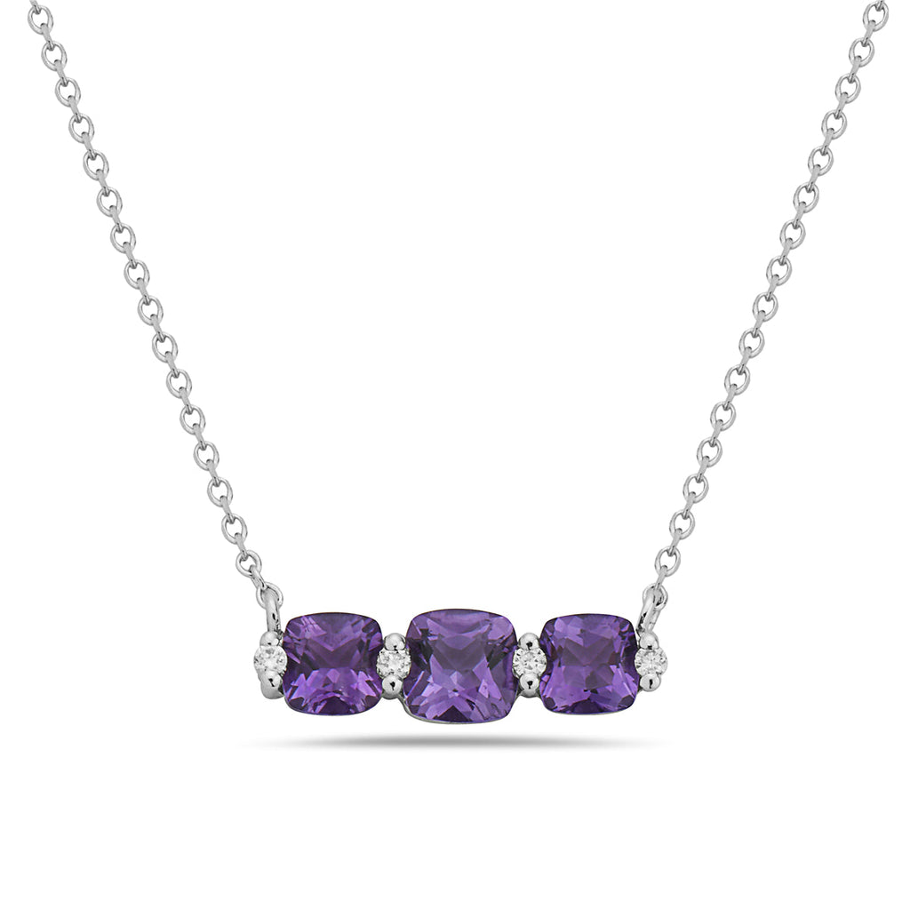 Amethyst And Diamond Halo Necklace (8073429352678)