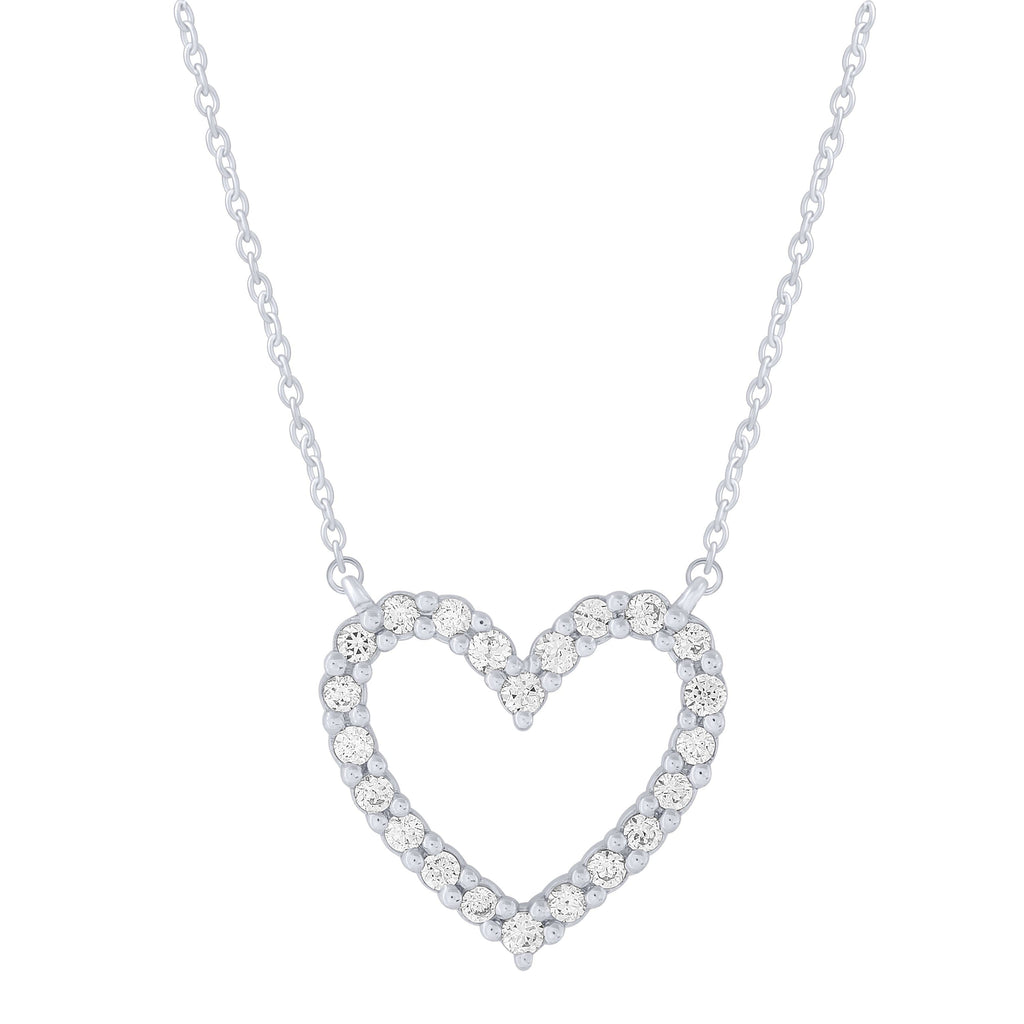 Sterling Silver 0.16Ctw Diamond Heart Necklace (6738323636379)