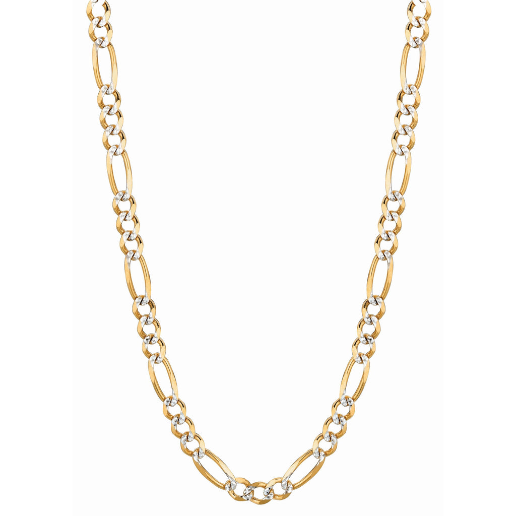 14kt Gold 22 inches Yellow Finish 5.8mm Classic Pave Figaro Chain with Lobster Clasp (5688353849499)