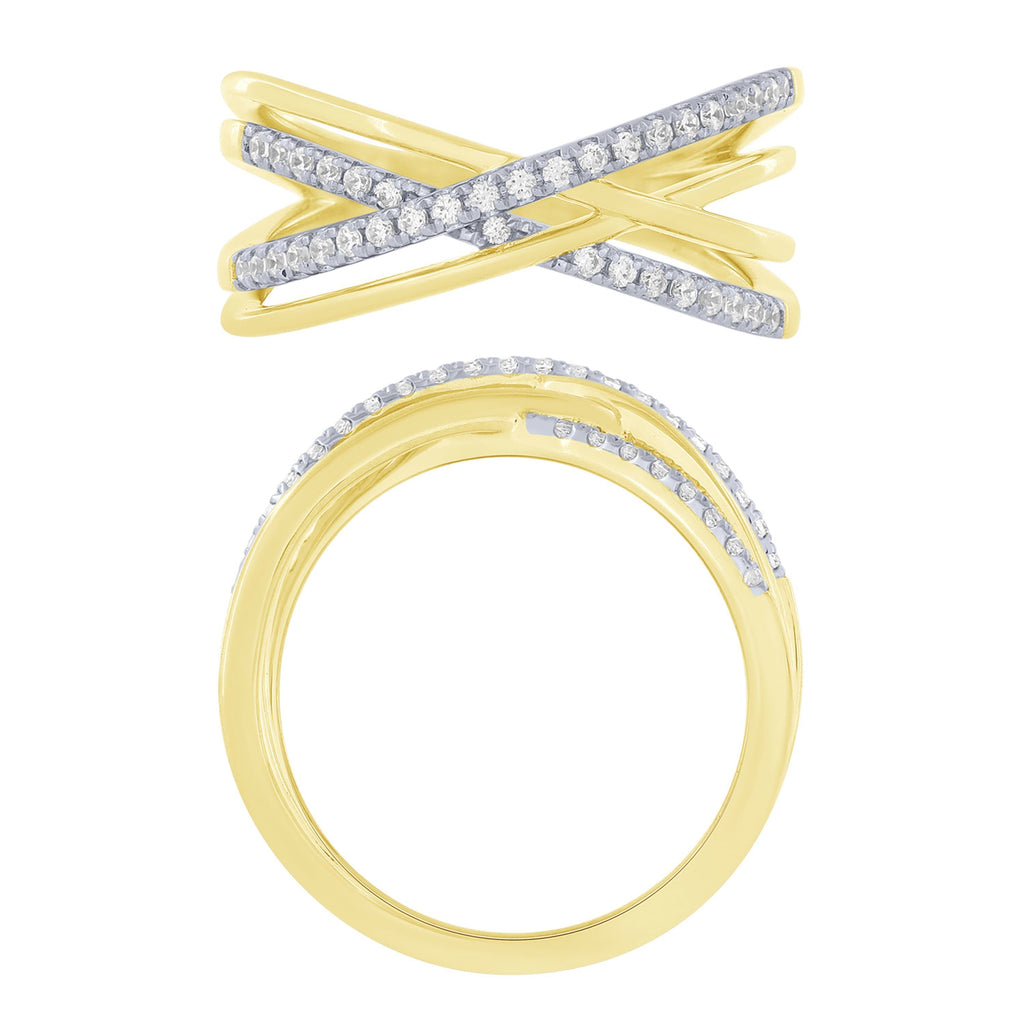 14K Yellow Gold 1/4Ctw Diamond Layered Fashion Ring (6738321113243)