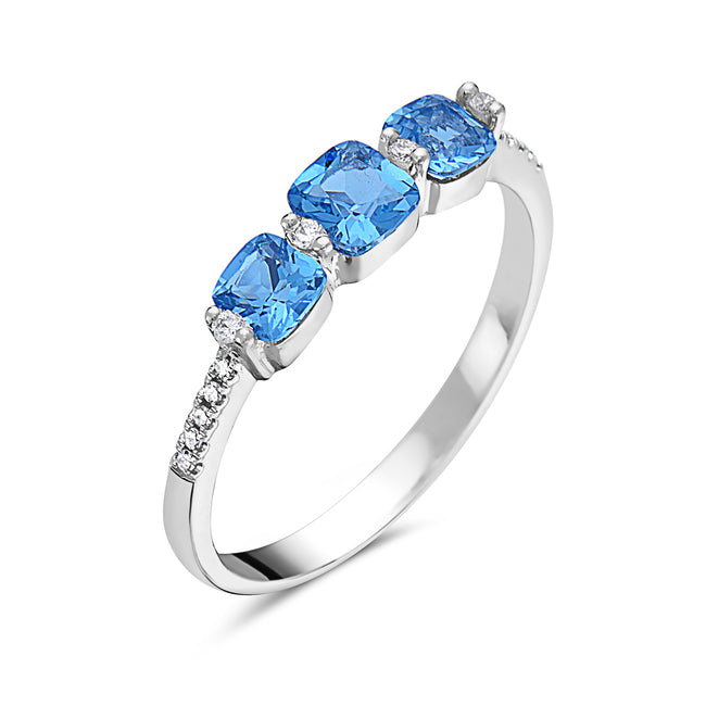 Blue Topaz And Diamond Fashion Ring (8073430368486)