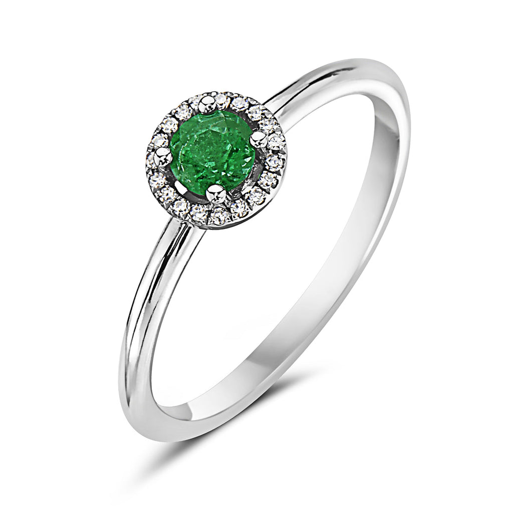 Emerald And Diamond Halo Ring (8073431154918)