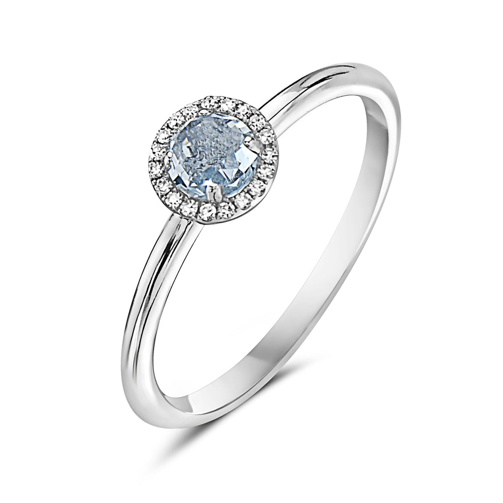 Aquamarine And Diamond Halo Ring (8073431187686)