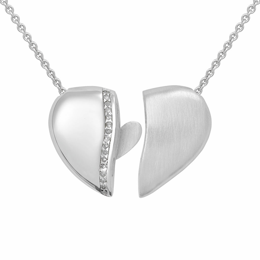 PETRA AZAR "RIVER OF LOVE" SILVER HEART NECKLACE WITH DIAMONDS (4997517738028)
