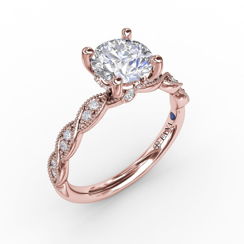 Classic Diamond Solitaire Engagement Ring With Diamond Twist Band (5552787947675)