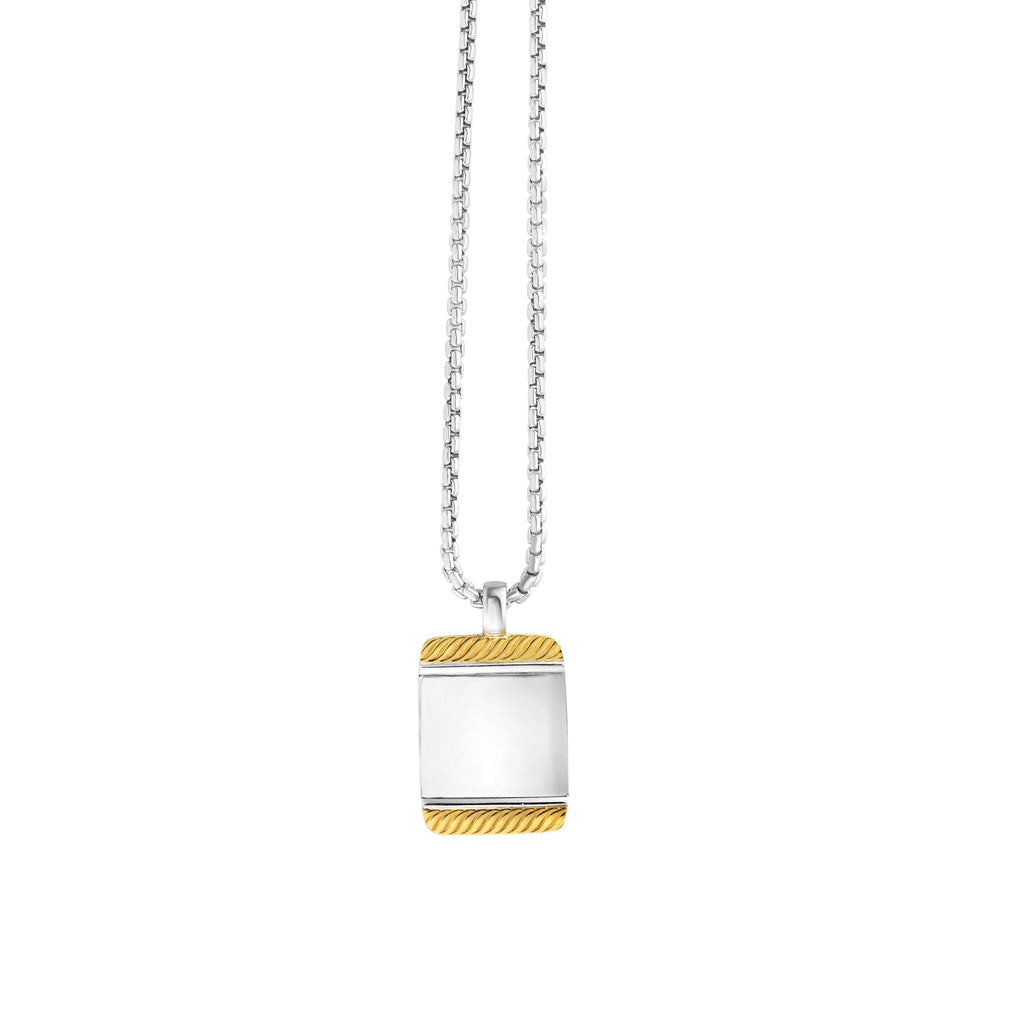 Sterling Silver, 18K Gold Tag Necklace (8210047959270)