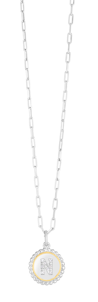 Silver-18K Popcorn Initials Letter N Necklace (8210047533286)