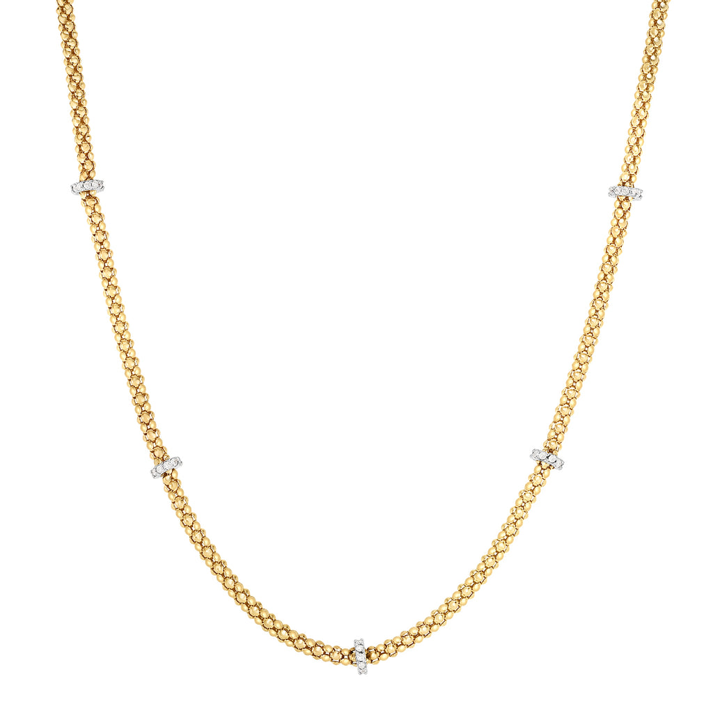 14K Gold & Diamond Station Popcorn Necklace (8210047172838)