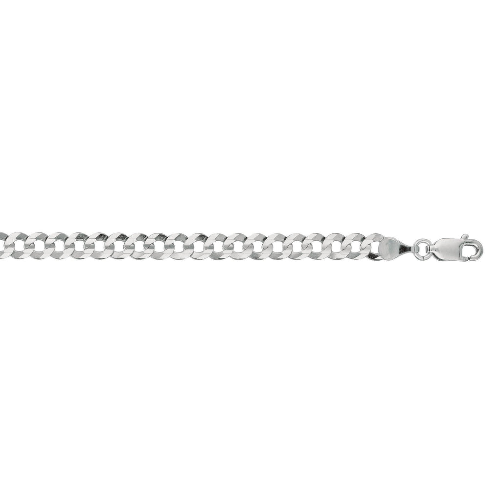 14kt 8 inches White Gold 4.7mm Diamond Cut Comfort Curb Chain with Lobster Clasp (5688362959003)