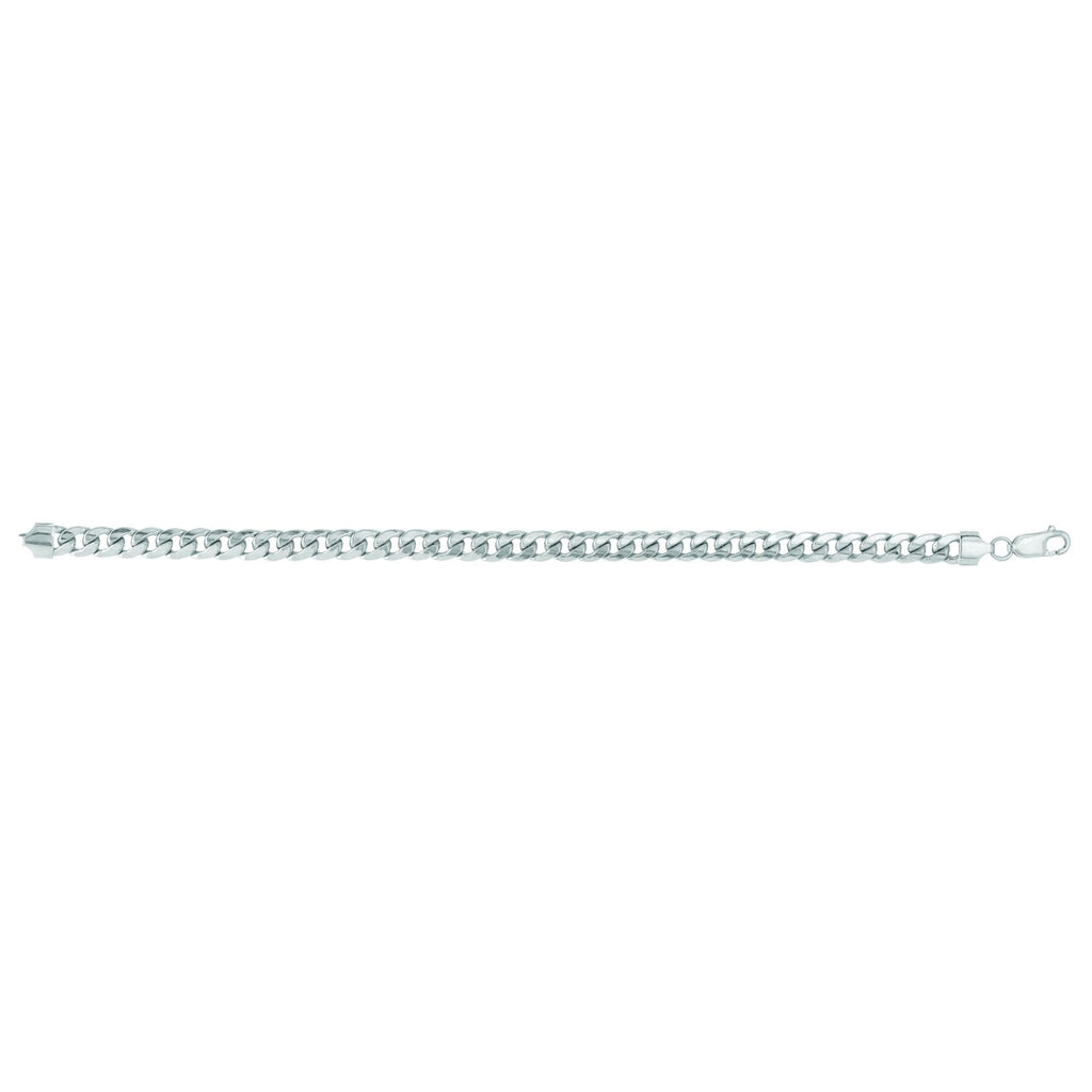 14kt 8.5 inches White Gold 6.7mm Lite Miami Cuban Link Bracelet with Lobster Lock (5688360304795)