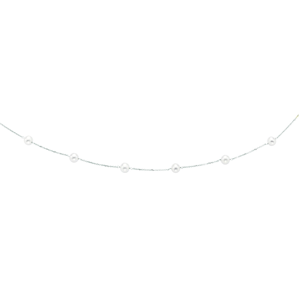 14K Gold Pearl Station Necklace (8210046517478)