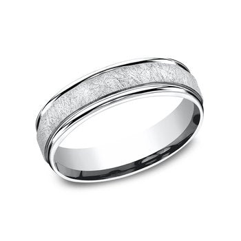 6.5mm Grey Cobalt Swirl Finish Round Edge Wedding Band (9039386607846)