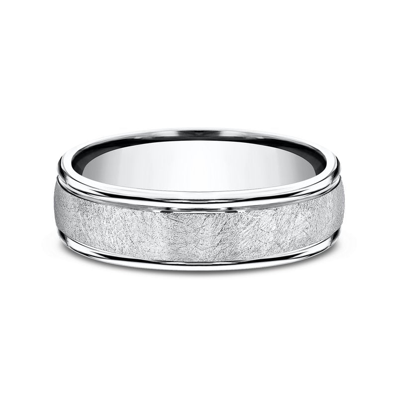 6.5mm Grey Cobalt Swirl Finish Round Edge Wedding Band (9039386607846)