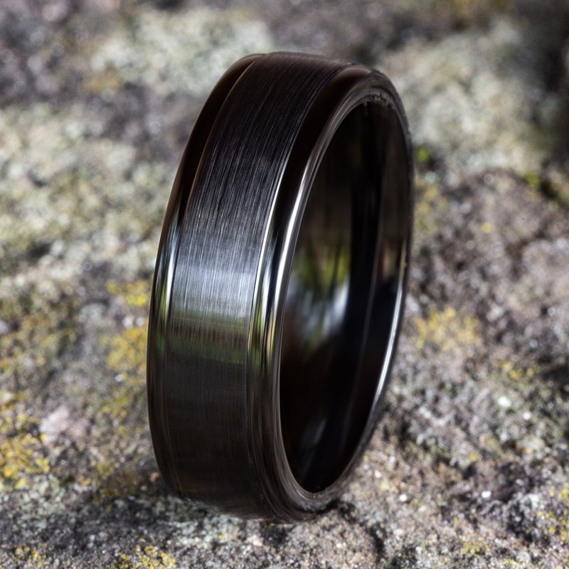 6mm Black Titanium Satin Finish Round Edge Wedding Band (9039386509542)