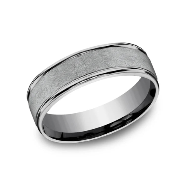 6.5mm Grey Tantalum Swirl Finish Round Edge Wedding Band (9039387492582)