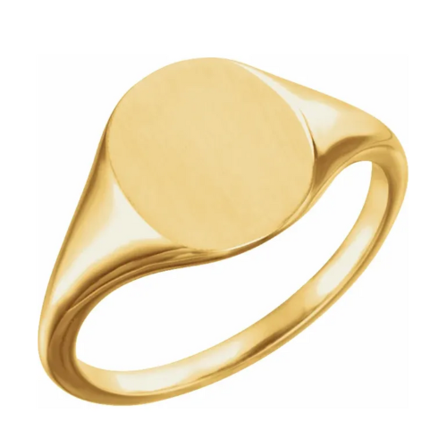 Customizable 14K Yellow Gold Oval Signet Ring