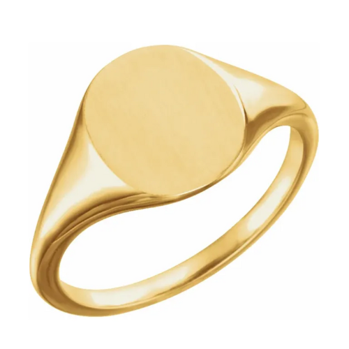 Customizable 14K Yellow Gold Oval Signet Ring (8747732599014)