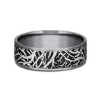 7.5mm Grey Tantalum and 14K White Gold Tree Branch Pattern Wedding Band (9039387885798)