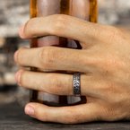 7.5mm Grey Tantalum and 14K White Gold Tree Branch Pattern Wedding Band (9039387885798)