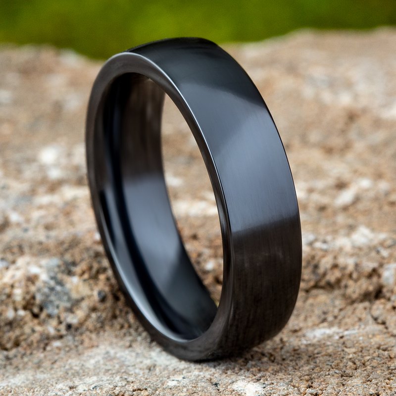 6mm Black Titanium Polished Wedding Band (9039385755878)