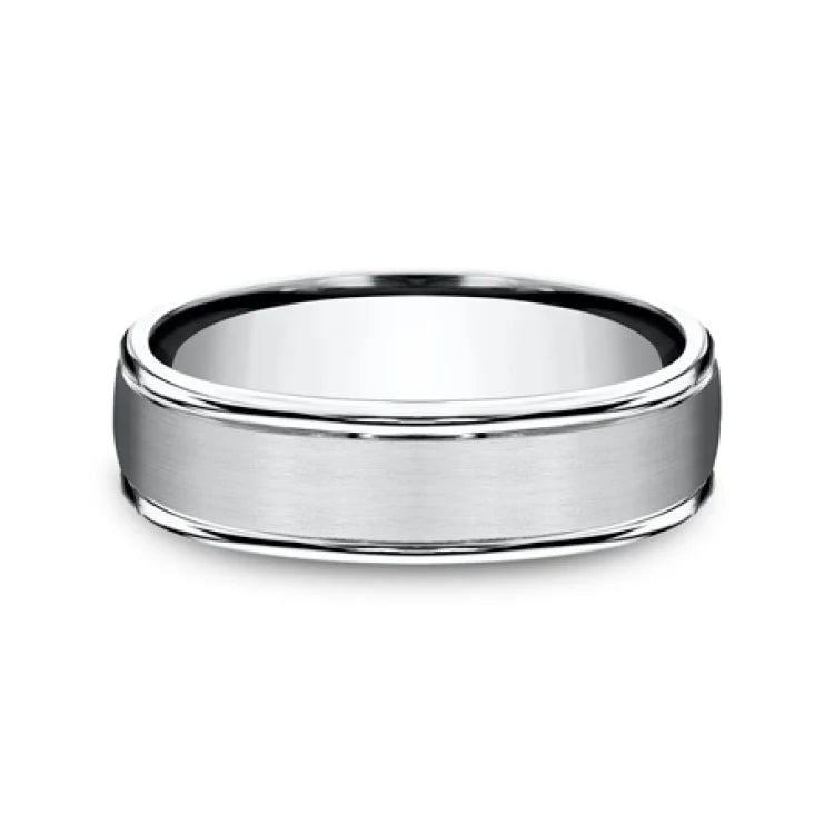 6mm Grey Cobalt Satin Finish Round Edge Wedding Band (9039386542310)