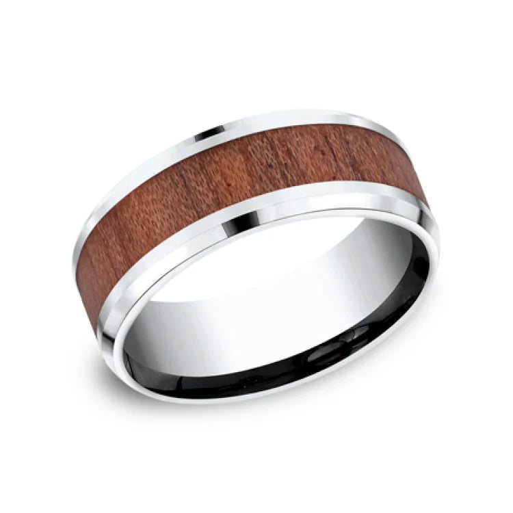 8mm Grey Cobalt Wood Inlay Wedding Band (9039385854182)