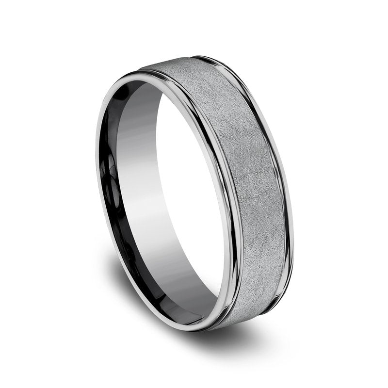 6.5mm Grey Tantalum Swirl Finish Round Edge Wedding Band (9039387492582)