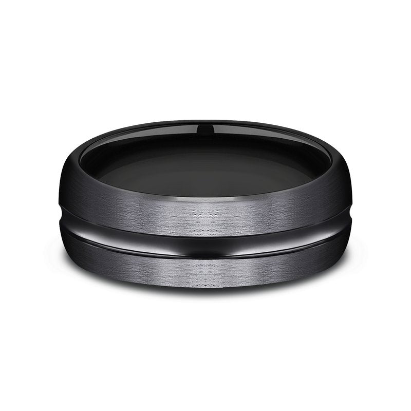 7.5mm Black Titanium Satin Finish Center Groove Wedding Band (9039386411238)