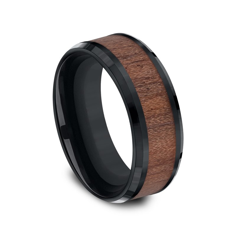 8mm Black Cobalt Wood Inlay Wedding Band (9039385821414)