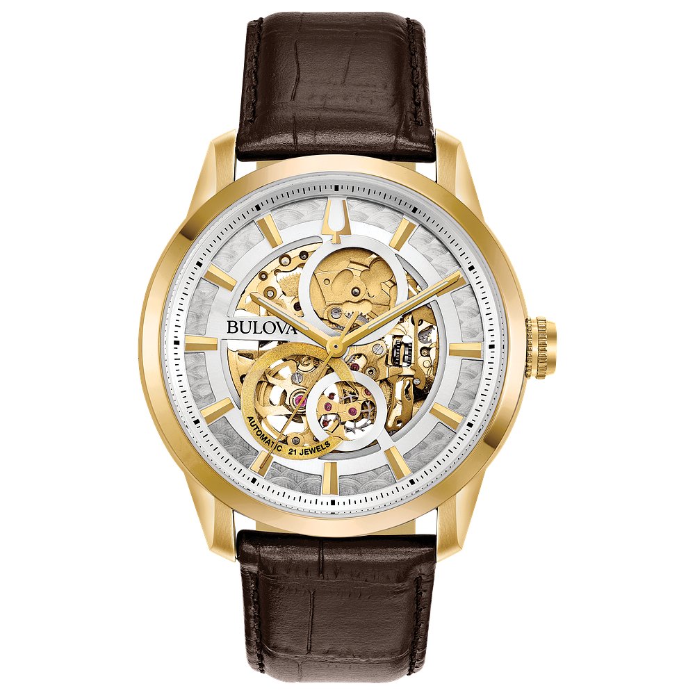 Bulova Men's Automatic Sutton Brown Leather Strap Watch 43mm - Brown Bulova Men's Automatic Sutton Brown Leather Strap Watch 43mm - Brown