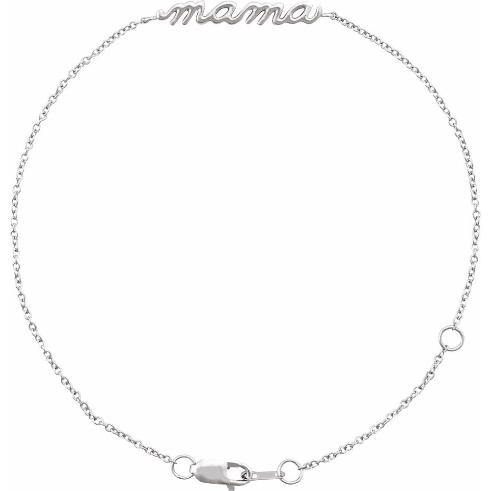 Sterling Silver Mama Script Bracelet 6.5-7.5"