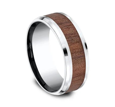 8mm Grey Cobalt Wood Inlay Wedding Band (9039385854182)