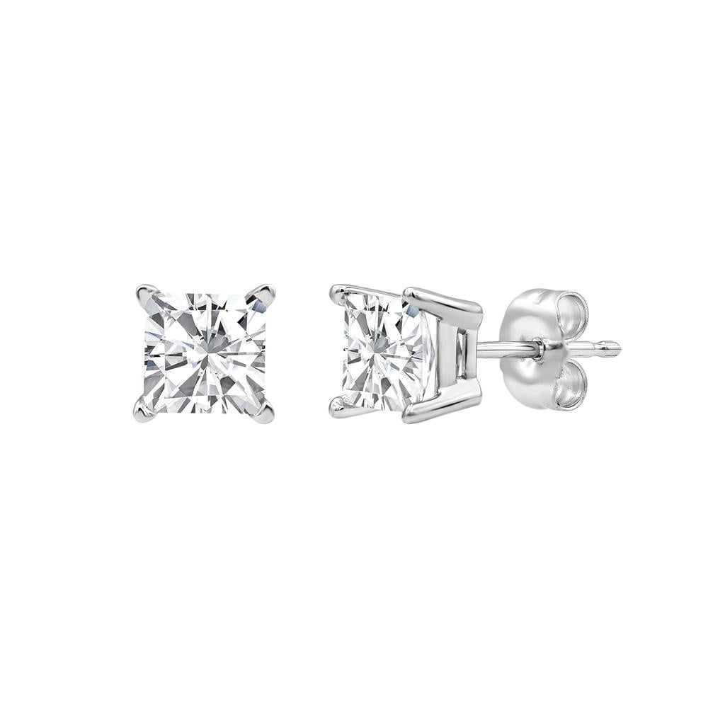 Princess Cut Diamond Stud Earrings Approx. 1.50cttw