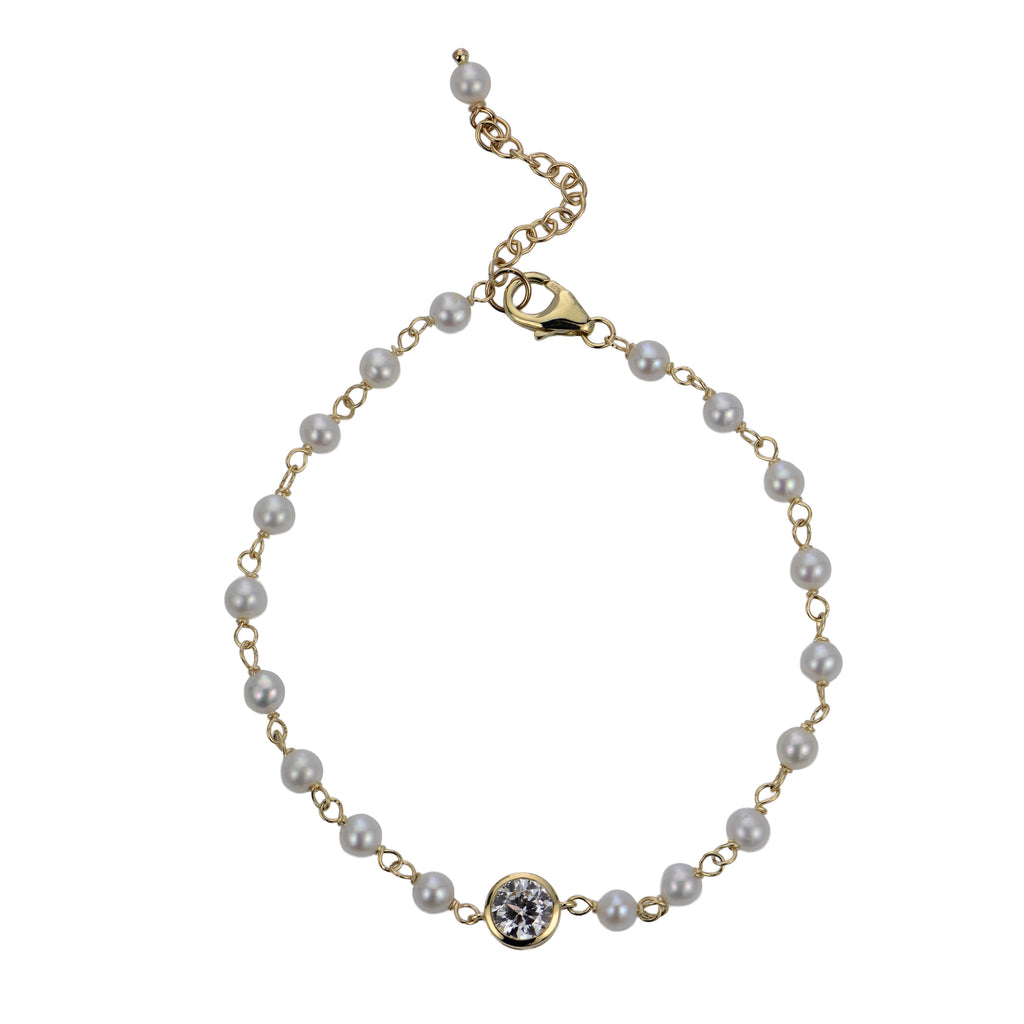 Freshwater Pearl & Lab-Grown Diamond Bracelet